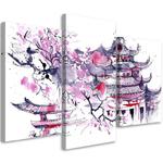 Emaga Obraz tryptyk na płótnie, Malowana japońska pagoda i kwiat wiśni - 150x100 w sklepie internetowym emaga.pl