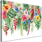 Emaga Obraz na płótnie, Liście kwiaty papuga tropikalne - 90x60 w sklepie internetowym emaga.pl