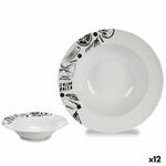 Emaga Talerz do makaronu Biały Czarny Porcelana 30 x 7,5 x 30 cm (12 Sztuk) w sklepie internetowym emaga.pl