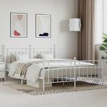 Emaga Metalowa rama łóżka z wezgłowiem i zanóżkiem, biała, 160x200 cm w sklepie internetowym emaga.pl