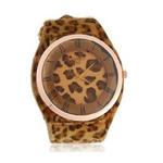 Ciekawy zegarek elektroniczny wskazówkowy dla kobiet pasek skóra Leopard (brązowy) w sklepie internetowym Fantaste
