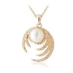 Piękny i elegancki naszyjnik perła kryształki Swarovski (złoty) w sklepie internetowym Fantaste