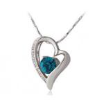 Piękny i elegancki naszyjnik serce z niebieskim kryształem kryształki Swarovski (biały) w sklepie internetowym Fantaste