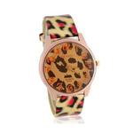 Niebanalny zegarek elektroniczny wskazówkowy dla kobiet pasek skóra Leopard (kolor złoty) w sklepie internetowym Fantaste