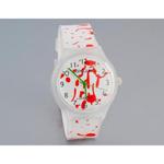 Ciekawy i niebanalny zegarek damski kwarcowy z kolorową tarczą z abstrakcyjnym wzorem (biały) w sklepie internetowym Fantaste