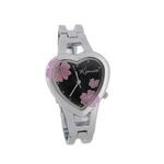 Stylowy zegarek z tarczą w kształcie serca i kwiatami z bransoletą (czarny) w sklepie internetowym Fantaste