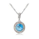 Piękny i elegancki naszyjnik z okrągłym niebieskim kryształem kryształki Swarovski (srebrny) w sklepie internetowym Fantaste