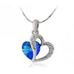 Piękny i elegancki naszyjnik serce z niebieskim kryształem kryształki Swarovski (srebrny) w sklepie internetowym Fantaste