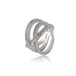 Stylowy i ekskluzywny pierścionek - przeplatane pierścienie kryształki Swarovskiego stop RGP (srebrny) w sklepie internetowym Fantaste