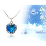 Piękny i elegancki naszyjnik Serce Oceanu kryształki Swarovski (błękitny i srebrny) w sklepie internetowym Fantaste
