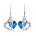 Piękne stylowe kolczyki Błękit Morza romantyczne serca (błękitno srebrne) w sklepie internetowym Fantaste