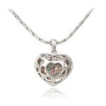 Piękny i elegancki naszyjnik serce z wydrążonymi sercami kryształki Swarovski (kolor srebrny) w sklepie internetowym Fantaste