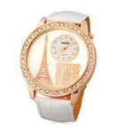 Stylowy damski kwarcowy zegarek Paryż Wieża Eiffla (biały) w sklepie internetowym Fantaste