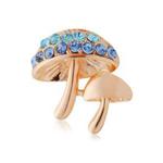 Piękna broszka z kryształkami STELLUX grzyby (kolor złoto niebieski) w sklepie internetowym Fantaste