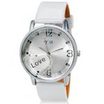 Y.B Klasyczny zegarek damski biały pasek casual styl serce LOVE (biały) w sklepie internetowym Fantaste