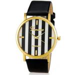 Kolorowy zegarek damski analogowy w paski (czarny) w sklepie internetowym Fantaste