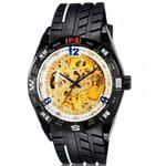 Zegarek szkieletowy mechaniczny automatyczny sportowy (kolor złoto biało czarny) w sklepie internetowym Fantaste