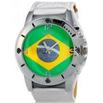 Nowoczesny sportowy zegarek kwarcowy unisex flaga - Brazylia (biały pasek) w sklepie internetowym Fantaste