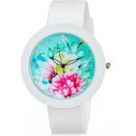 Piękny zegarek damski kwarcowy z wizerunkiem kwiatów i motyla w sklepie internetowym Fantaste