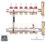 VALVEX Zespół rozdzielaczy K5-4 BASE INOX 4 obwody G1"-G3/4" (przepływomierze+zawory termostatyczne) w sklepie internetowym Kociolkowo.pl