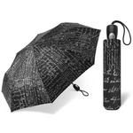 Automatyczna parasolka damska Pierre Cardin czarna w srebrne napisy w sklepie internetowym Portfele.net