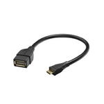 Kabel przejściowy USB-2.0, OTG, wtyk Micro-B - gniazdo A, 15cm, cz. w sklepie internetowym Aksonet.pl