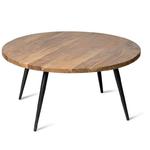 Okrągły stolik SKAWA z akacji 86 cm na czarnych metalowych nogach - industrialny kawowy stolik w sklepie internetowym CudneMeble