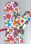 Rękawice kuchenne 17x27 z magnesem 2 szt Łowickie motyle kolorowe na białym tle w sklepie internetowym Karo.waw.pl