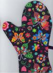 Rękawice kuchenne 17x27 z magnesem 2 szt Łowickie motyle kolorowe na czarnym tle w sklepie internetowym Karo.waw.pl