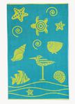 Ręcznik plażowy 100x160 Ocean 8139/1 turkusowy żółty muszelki ptak 380 g/m2 w sklepie internetowym Karo.waw.pl