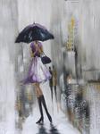 Obraz Lady 2 70x100 ręcznie malowany kobieta z fioletowym parasolem Eurofitany w sklepie internetowym Karo.waw.pl