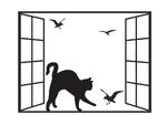 Naklejka dekoracyjna kot w oknie i ptaki 1 w sklepie internetowym Naklej-To