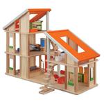 Drewniany domek dla lalek z mebelkami, Plan Toys - domek dla lalek składany na wiele sposobów w sklepie internetowym MądreSzkraby
