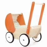 Wózek drewniany dla lalki - głęboki wózek z daszkiem, pościel dla lalki, Bajo w sklepie internetowym MądreSzkraby