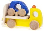 Drewniana pomoc drogowa z samochodem i lawetą - drewniane autka dla dzieci, BAJO w sklepie internetowym MądreSzkraby