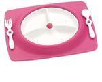 Zestaw do jedzenia - talerz dla dzieci z matą antypoślizgową + widelec i łyżka, Mate Pink, SKIP HOP - Pink w sklepie internetowym MądreSzkraby