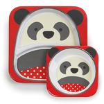 Zestaw jedzeniowy dla dzieci talerz dzielony + miska - naczynia dla maluchów Zoo Miś Panda, SKIP HOP - miś panda w sklepie internetowym MądreSzkraby