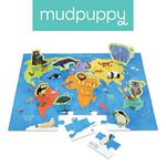 Puzzle Zwierzęta Świata - zestaw mapa świata z 8 figurkami 3+, Mudpuppy MP47694 w sklepie internetowym MądreSzkraby