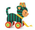 Drewniany kotek do ciągnięcia, na sznurku - przyjaciel pierwszych spacerów, DJECO DJ06233 w sklepie internetowym MądreSzkraby