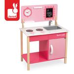 Drewniana kuchnia dla dzieci różowa Mademoiselle - zlew, kuchenka, 3+, Janod w sklepie internetowym MądreSzkraby