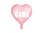 Balon foliowy "It's a girl" na baby shower serce różowe 48cm w sklepie internetowym karnatka.pl