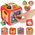 Zabawka edukacyjna interaktywna sensoryczna manipulacyjna kostka sorter klocków w sklepie internetowym karnatka.pl