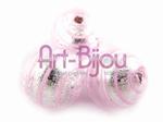 kulki z różową wstążką ze srebrem 12 mm Murano w sklepie internetowym Art-bijou.com