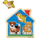 MELISSA & DOUG DREWNIANE PUZZLE Z UCHWYTAMI DOMOWI PRZYJACIELE 12055 w sklepie internetowym e-zabawkowo.pl