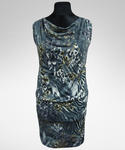Sukienka szaro/złota z lejącym dekoltem w sklepie internetowym Amaya-Moda.pl