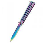 Nóż składany motylek Third Balisong Rainbow Stainles Steel, Rainbow 420 (K2099) w sklepie internetowym Redberet.pl