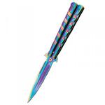 Nóż składany motylek Third Balisong Rainbow Stainless Steel, Rainbow 420 (16100W) w sklepie internetowym Redberet.pl