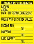 TABLICA INFORMACYJNA BUDOWLANA 700*900MM w sklepie internetowym super-filtry.pl