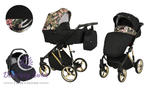 Molto Premium 3w1 Kunert Czarny+kwiaty ekonomiczny wózek dziecięcy w sklepie internetowym Dziecięcy Świat