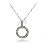 Modna biżuteria: Naszyjnik srebrny z kółeczkiem i cyrkoniami - rodowany w sklepie internetowym AnKa Biżuteria